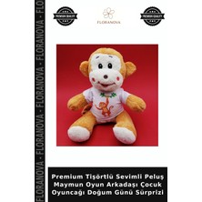 Floranova Premium Tişörtlü Sevimli Peluş Maymun Oyun Arkadaşı Çocuk Oyuncağı Doğum Günü Sürprizi