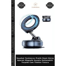 Floranova Seyahat Yardımcısı Pratik Stant Görüş Aparatı Magsafe Uyumlu Katlanabilir Torpido Cam Telefon Tutucu