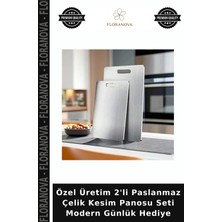 Floranova Özel Üretim 2'li Paslanmaz Çelik Kesim Panosu Seti Modern Günlük Hediye