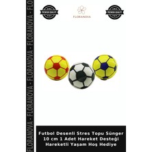 Floranova Futbol Desenli Stres Topu Sünger 10 cm 1 Adet Hareket Desteği Hareketli Yaşam Hoş Hediye