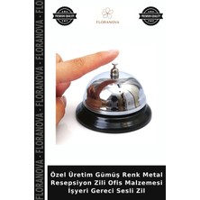 Floranova Özel Üretim Gümüş Renk Metal Resepsiyon Zili Ofis Malzemesi Işyeri Gereci Sesli Zil