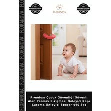 Floranova Premium Çocuk Güvenliği Güvenli Alan Parmak Sıkışması Önleyici Kapı Çarpma Önleyici Stoper 4'lü Set