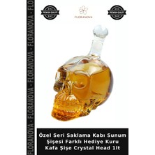 Floranova Özel Seri Saklama Kabı Sunum Şişesi Farklı Hediye Kuru Kafa Şişe Crystal Head 1lt