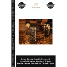 Floranova Solar Güneş Enerjili Otomatik Sensörlü Bahçe Lambası 8 Adet Pratik Lamba Dış Mekan Yürüyüş Yolu