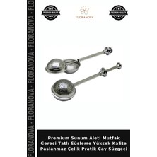 Floranova Premium Sunum Aleti Mutfak Gereci Tatlı Süsleme Yüksek Kalite Paslanmaz Çelik Pratik Çay Süzgeci