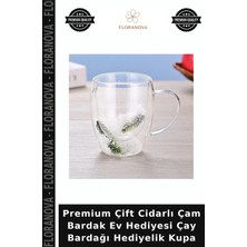 Floranova Premium Çift Cidarlı Çam Bardak Ev Hediyesi Çay Bardağı Hediyelik Kupa