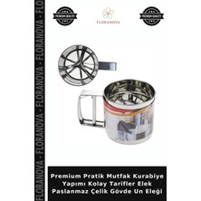 Floranova Premium Pratik Mutfak Kurabiye Yapımı Kolay Tarifler Elek Paslanmaz Çelik Gövde Un Eleği
