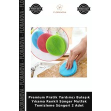 Floranova Premium Pratik Yardımcı Bulaşık Yıkama Renkli Sünger Mutfak Temizleme Süngeri 2 Adet