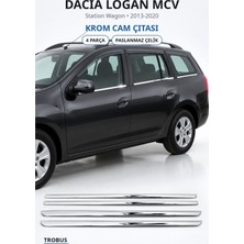 Trobus Dacia Logan Mcv 2013-2020 Uyumlu Krom Cam Çıtası 4 Parça Paslanmaz Çelik