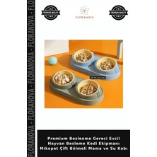 Floranova Premium Beslenme Gereci Evcil Hayvan Besleme Kedi Ekipmanı Mikopet Çift Bölmeli Mama ve Su Kabı