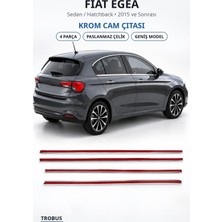 Trobus Fiat Egea 2015 ve Sonrası Uyumlu Krom Cam Çıtası 4 Parça Paslanmaz Çelik Geniş Model