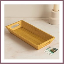 Bezos Bambu Sunum Tepsisi 16X35X4.5 cm (Çift Kulplu) Bzss