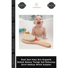 Floranova Özel Seri Keçi Kılı Organik Bebek Banyo Tarağı Saf Dokunuş Şirin Hediye Minik Kalpler