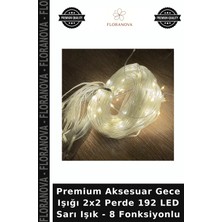 Floranova Premium Aksesuar Gece Işığı 2x2 Perde 192 LED Sarı Işık - 8 Fonksiyonlu
