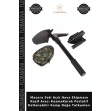 Floranova Macera Seti Açık Hava Ekipmanı Keşif Aracı Kazmakürek Portatif Katlanabilir Kamp Doğa Tutkunları