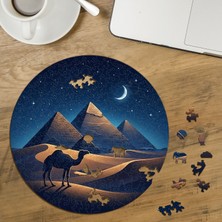 Punto Dizayn Mısırda Gece - Deve - Çöl Tasarımlı Özel Kesim Yuvarlak 272 Parça Ahşap Puzzle MPDA886