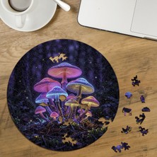 Punto Dizayn Parlayan Mantarlar  Tasarımlı Özel Kesim Yuvarlak 272 Parça Ahşap Puzzle MPDA502