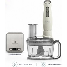 Homend Functionall 2804H 1000 W Mutfak Robotu Krem + Onerous Mutfak Tartısı Paketi