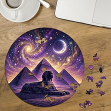 Punto Dizayn Antik Mısır- Giza Gece Tasarımlı Özel Kesim Yuvarlak 272 Parça Ahşap Puzzle MPDA888