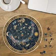 Punto Dizayn Antik Gök Haritası Tasarımlı Özel Kesim Yuvarlak 272 Parça Ahşap Puzzle MPDA766