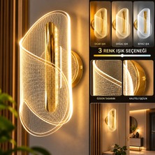 Dolunay Avize Dolunay Gold Modern LED Duvar Apliği 3 Renk Işık Efektli Dekoratif Noktalı Tasarım Salon Yatak Odası Aydınlatma Tüm Odalar İçin