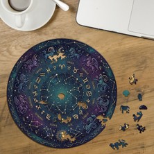 Punto Dizayn Astroloji - Takım Yıldızları Tasarımlı Özel Kesim Yuvarlak 272 Parça Ahşap Puzzle MPDA896