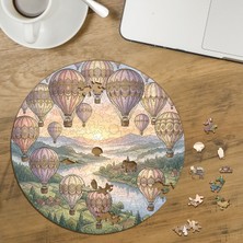 Punto Dizayn Nostaljik Sıcak Hava Balonları Tasarımlı Özel Kesim Yuvarlak 272 Parça Ahşap Puzzle MPDA759