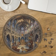 Punto Dizayn Tarihi Katedral Iç Mekan Perspektif  Tasarımlı Özel Kesim Yuvarlak 272 Parça Ahşap Puzzle MPDA740