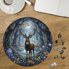 Punto Dizayn Mistik Ormanda Geyik Tasarımlı Özel Kesim Yuvarlak 272 Parça Ahşap Puzzle MPDA500