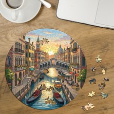 Punto Dizayn Günbatımında Venedik Kanalı Tasarımlı Özel Kesim Yuvarlak 272 Parça Ahşap Puzzle MPDA718