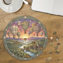 Punto Dizayn Nostaljik Sıcak Hava Balonları Tasarımlı Özel Kesim Yuvarlak 272 Parça Ahşap Puzzle MPDA805