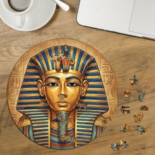 Punto Dizayn Antik Mısır Firavunu Tutankhamun Tasarımlı Özel Kesim Yuvarlak 272 Parça Ahşap Puzzle MPDA607