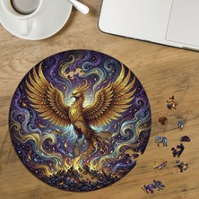 Punto Dizayn Görkemli Anka Kuşu Tasarımlı Özel Kesim Yuvarlak 272 Parça Ahşap Puzzle MPDA514