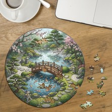 Punto Dizayn Japon Bahçesi Tasarımlı Özel Kesim Yuvarlak 272 Parça Ahşap Puzzle MPDA776