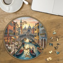Punto Dizayn Venedik Kanalı Tasarımlı Özel Kesim Yuvarlak 272 Parça Ahşap Puzzle MPDA675