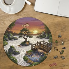 Punto Dizayn Japon Zen Bahçesi Tasarımlı Özel Kesim Yuvarlak 272 Parça Ahşap Puzzle MPDA657