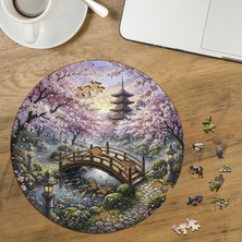 Punto Dizayn Japon Bahçesi Tasarımlı Özel Kesim Yuvarlak 272 Parça Ahşap Puzzle MPDA688