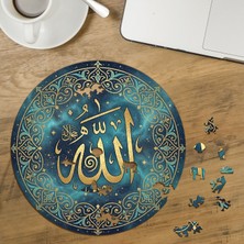 Punto Dizayn Allah Yazısı Islam Hat Sanatı Tasarımlı Özel Kesim Yuvarlak 272 Parça Ahşap Puzzle MPDA906