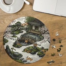 Punto Dizayn Japon Zen Bahçesi Tasarımlı Özel Kesim Yuvarlak 272 Parça Ahşap Puzzle MPDA694