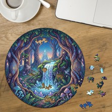 Punto Dizayn Peri Masalı Ormanı Tasarımlı Özel Kesim Yuvarlak 272 Parça Ahşap Puzzle MPDA614