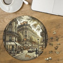 Punto Dizayn Paris Sokakları Tasarımlı Özel Kesim Yuvarlak 272 Parça Ahşap Puzzle MPDA715