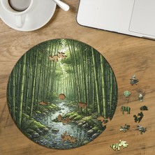 Punto Dizayn Bambu Ormanı Tasarımlı Özel Kesim Yuvarlak 272 Parça Ahşap Puzzle MPDA799