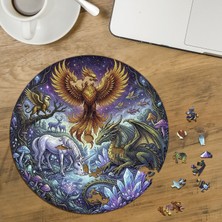 Punto Dizayn Fantastik Yaratıklar Tasarımlı Özel Kesim Yuvarlak 272 Parça Ahşap Puzzle MPDA797