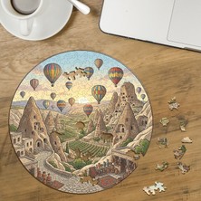 Punto Dizayn Kapadokya Peri Bacaları - Renkli Balonlar  Tasarımlı Özel Kesim Yuvarlak 272 Parça Ahşap Puzzle MPDA834