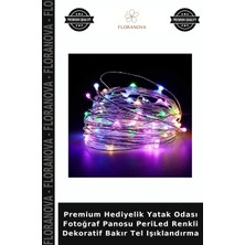 Floranova Premium Hediyelik Yatak Odası Fotoğraf Panosu Periled Renkli Dekoratif Bakır Tel Işıklandırma