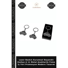Floranova Lazer Baskılı Kurumsal Dayanıklı Hediye A 11 Metal Anahtarlık Füme Iş Yeri Promosyon Modern Tasarım
