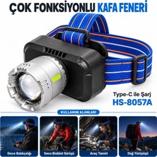 Atlt Atlantis HS-8057A Çok Fonksiyonlu Kafa Feneri Zoomlu Her Kafaya Uygun 3 Renkli 3 Modlu Yakınlaştırma Uzaklaştırma Açılı Balıkçı Lambası Dağcı Yürüyüş Kafa Lambası