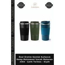 Floranova Özel Üretim Günlük Kullanım Kamp Malzemesi Içecek Matarası 3303 - Çelik Termos - Siyah