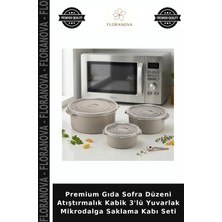 Floranova Premium Gıda Sofra Düzeni Atıştırmalık Kabik 3'lü Yuvarlak Mikrodalga Saklama Kabı Seti