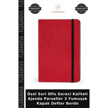 Floranova Özel Seri Ofis Gereci Kaliteli Ajanda Parseller 3 Yumuşak Kapak Defter Bordo